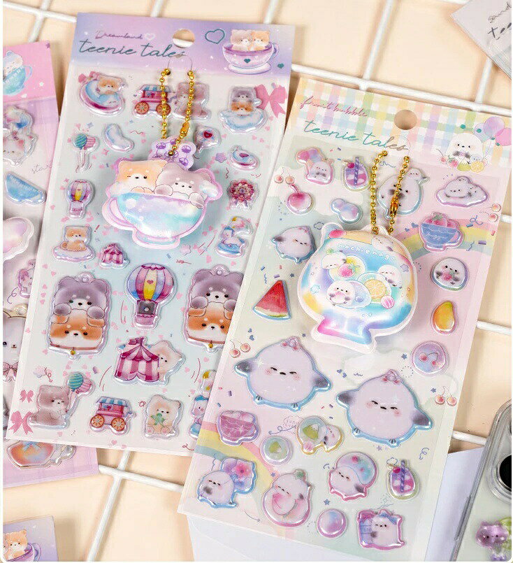 【SNSで大人気&新発売】ぷくぷくシール 立体シール スマホホルダー付きシール 可愛いシール スマホケース飾り 4種類 プチドロップ 装飾用 DIY用 3Dシール 手帳 ステッカーデコ 手作り 3Dステッカー シール交換 手芸用品 ステッカー アルバム ボ setmarket-10001638 SET MARKET サンプル画像3