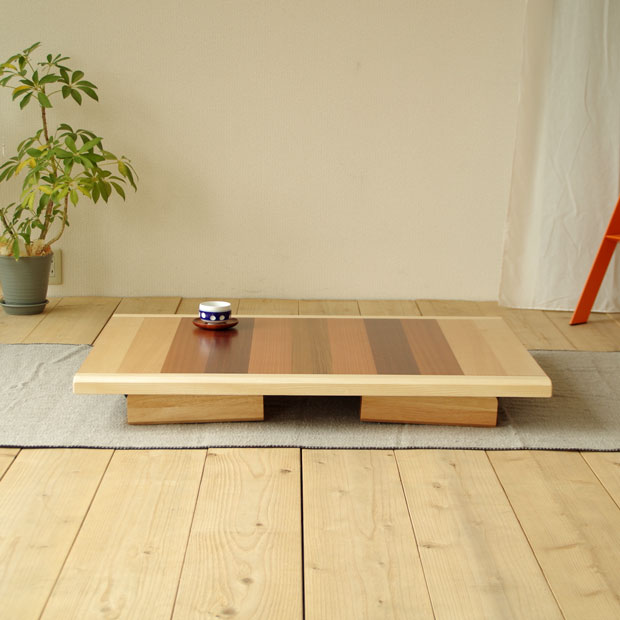 レインボーテーブル 135×85 長方形 6色突板（ナチュラル・ブラウン） |北欧|モダン|シンプル|デザイン||おしゃれ|かわいい||日本製|リビングテーブル|リビング座卓|