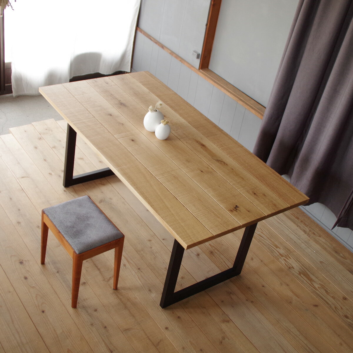 DT-Origin - naraダイニングテーブル 160×85 長方形 ナラ節入無垢材 アイアン脚|北欧|和風|モダン|シンプル|デザイン||日本製|リビングテーブル|国産リビングテーブル||センターテーブル|ローテーブル|座卓|DIY|アイアン|男前|