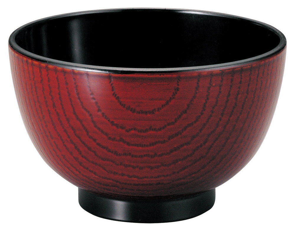 [TA]3.5木目汁椀 赤溜内黒 [10.8×6.8cm(350cc)] | 器 食器 和食器 和食 飲食店 レストラン ホテル カフェ