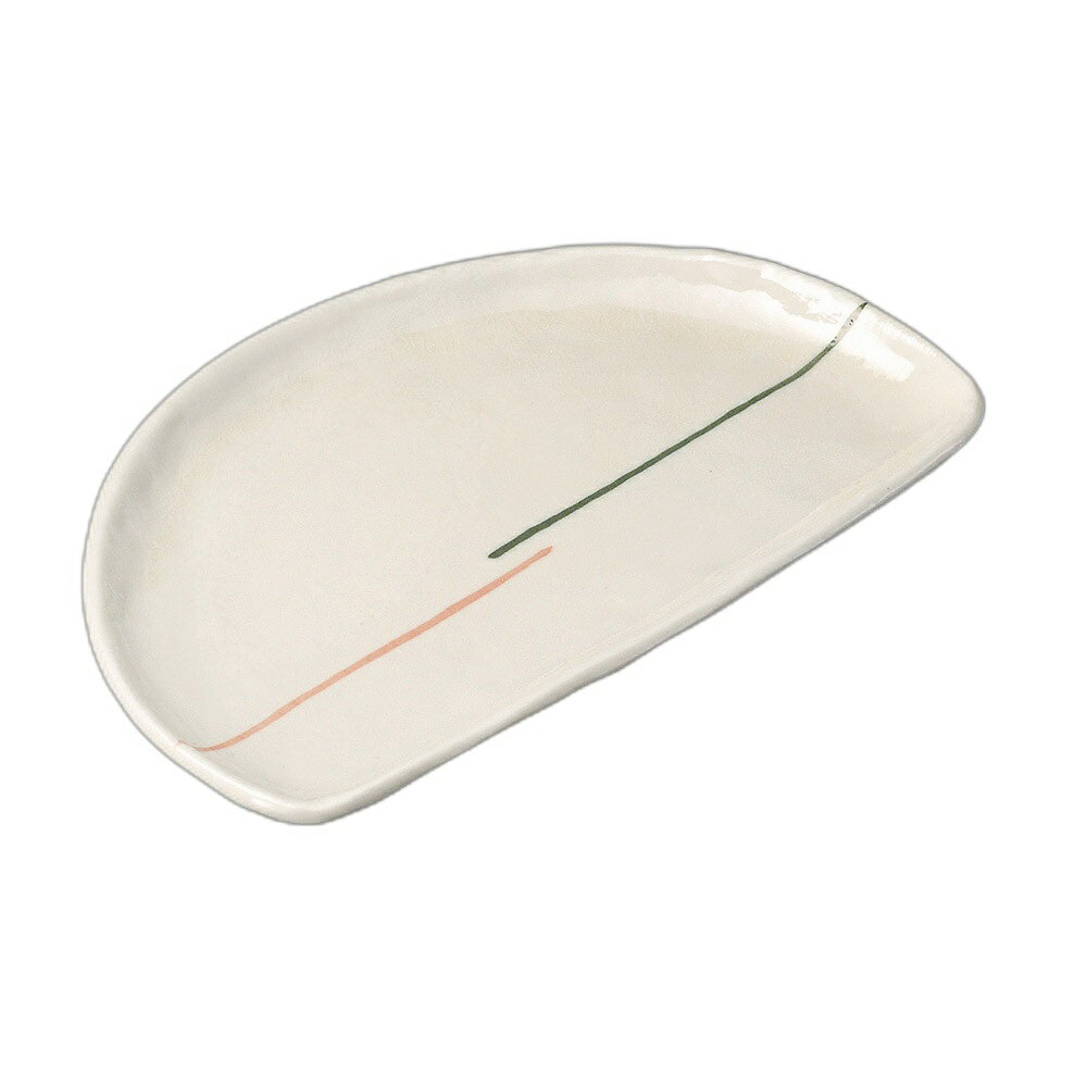 二色ライン半月大皿 [ 24.5×15.8×1.6cm ] | 変形皿 | おすすめ 人気 食器 業務用 飲食店 カフェ うつわ 器 おしゃれ かわいい お洒落 可愛い ギフト プレゼント 引き出物 内祝い 結婚祝い 誕生日 贈り物 自宅 イベント