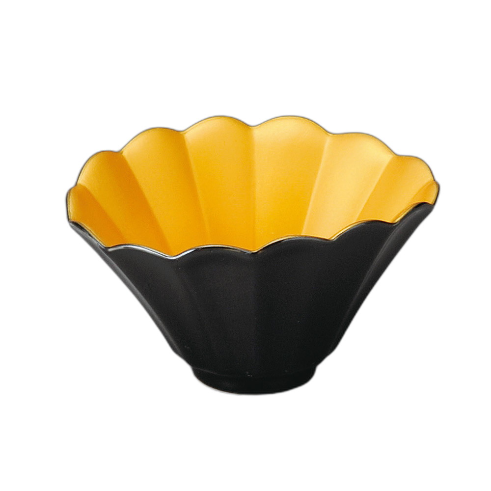Small Bowls - 強化ゴールド黒釉菊型3.8寸小鉢 [ 11×9.7×6.5cm ] | 小鉢 | おすすめ 人気 食器 業務用 飲食店 カフェ うつわ 器 おしゃれ かわいい お洒落 可愛い ギフト プレゼント 引き出物 内祝い 結婚祝い 誕生日 贈り物 自宅 イベント