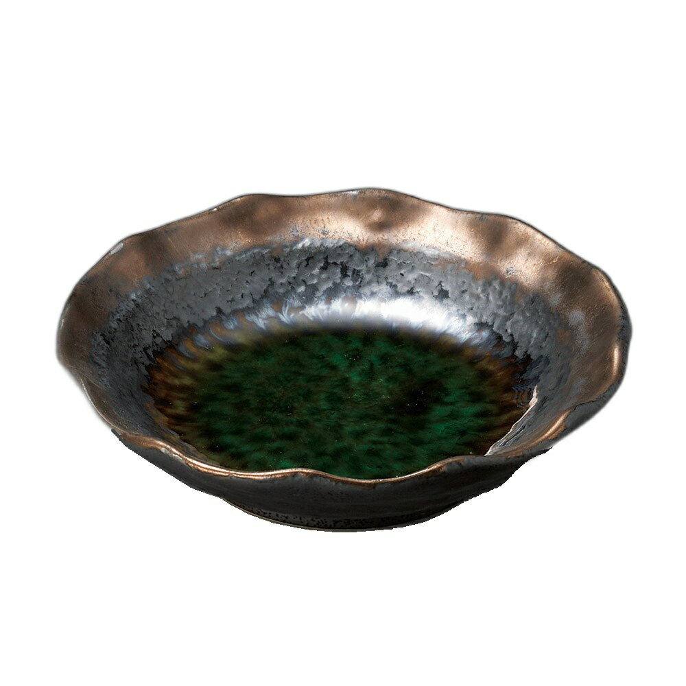 いぶし金彩織部花型5.0鉢 [ 17×4.3cm ] | 中鉢 | おすすめ 人気 食器 業務用 飲食店 カフェ うつわ 器 おしゃれ かわいい お洒落 可愛い ギフト プレゼント 引き出物 内祝い 結婚祝い 誕生日 贈り物 自宅 イベント