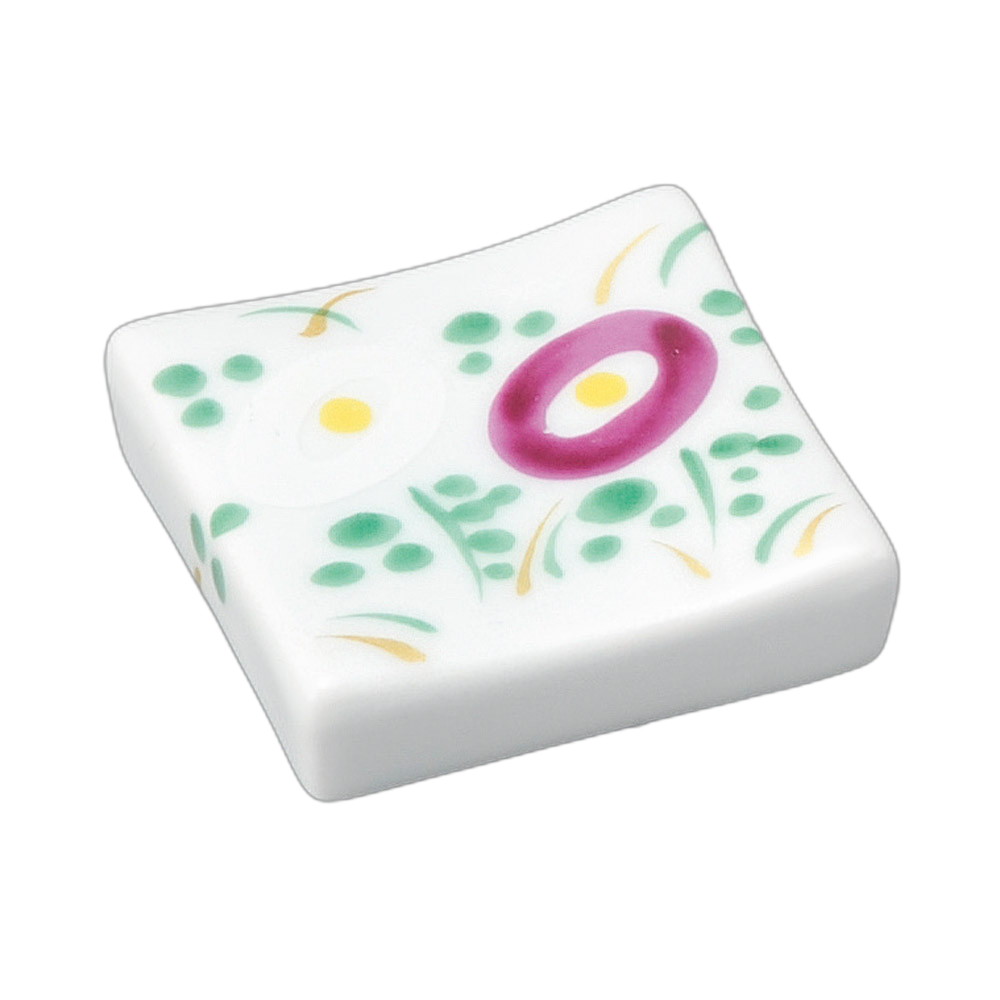 菊絵四角箸置 [ 3.7×3.7×3.1cm ] 強化 | 箸置き | おすすめ 人気 食器 業務用 飲食店 カフェ うつわ 器 おしゃれ かわいい お洒落 可愛い ギフト プレゼント 引き出物 内祝い 結婚祝い 誕生日 贈り物 自宅 イベント