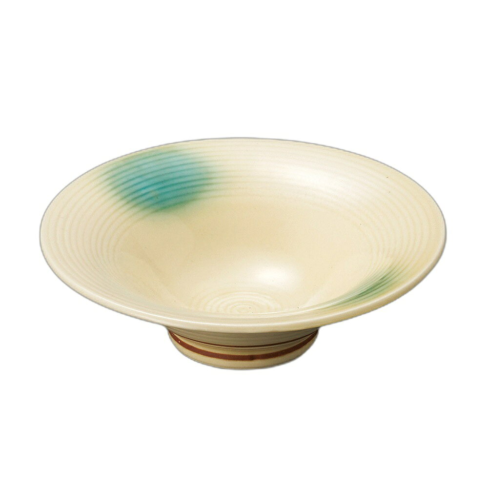 [商品名]　緑釉吹反刺身鉢[素材]　陶磁器[寸法]　14.7×4.4cmお店からご自宅まで、季節を問わず、様々なシーンでご利用いただける商品です。[ 14.7×4.4cm ] 陶磁器 一部の商品はメーカーよりお取り寄せとなりますので、納期が前後することがございます。あらかじめご了承ください。商品によっては手造りのため、写真と色・かたちが若干異なることがございます。われものですので丁重に梱包させていただいておりますが、ご質問などございましたらお気軽にお問い合わせください。ご注文に関する注意事項は 【こちら】ご購入前にご確認ください。