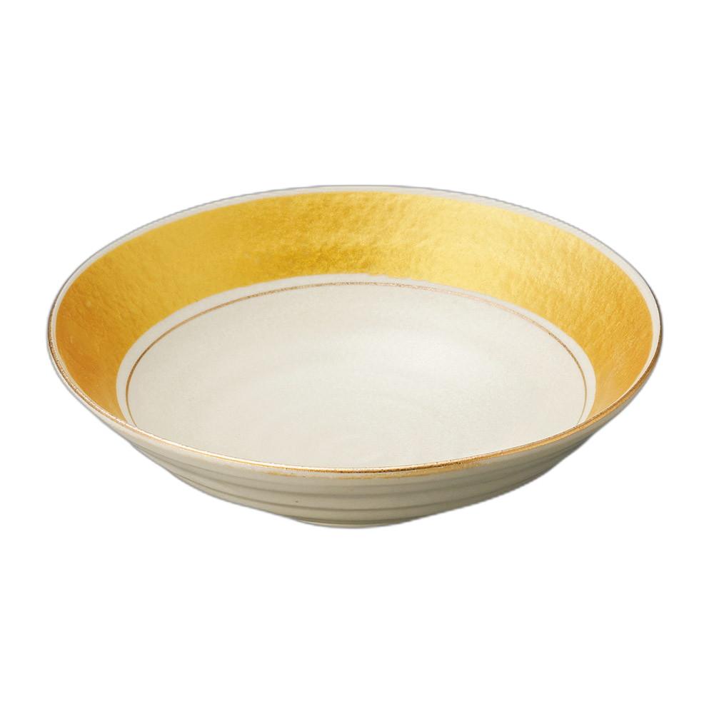 [商品名]　白マット金溶彩6寸鉢[素材]　陶磁器[寸法]　17.4×5cmお店からご自宅まで、季節を問わず、様々なシーンでご利用いただける商品です。[ 17.4×5cm ] 陶磁器 一部の商品はメーカーよりお取り寄せとなりますので、納期が前後することがございます。あらかじめご了承ください。商品によっては手造りのため、写真と色・かたちが若干異なることがございます。われものですので丁重に梱包させていただいておりますが、ご質問などございましたらお気軽にお問い合わせください。ご注文に関する注意事項は 【こちら】ご購入前にご確認ください。
