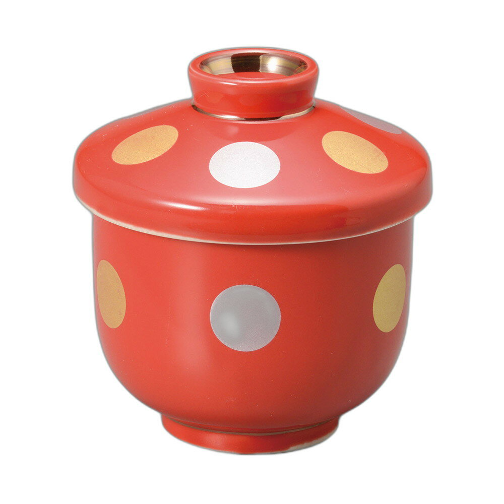 赤釉金銀彩丸紋むし碗 [ 7.8×8.9cm・215cc ] | むし碗 | おすすめ 人気 食器 業務用 飲食店 カフェ う..