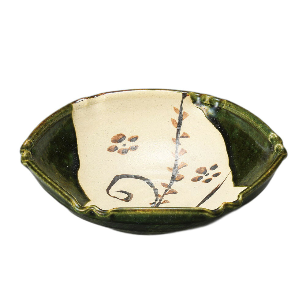 織部草花紋あずけ鉢 [ 21.2×7cm ] | 中鉢 | おすすめ 人気 食器 業務用 飲食店 カフェ うつわ 器 おしゃれ かわいい お洒落 可愛い ギフト プレゼント 引き出物 内祝い 結婚祝い 誕生日 贈り物 自宅 イベント