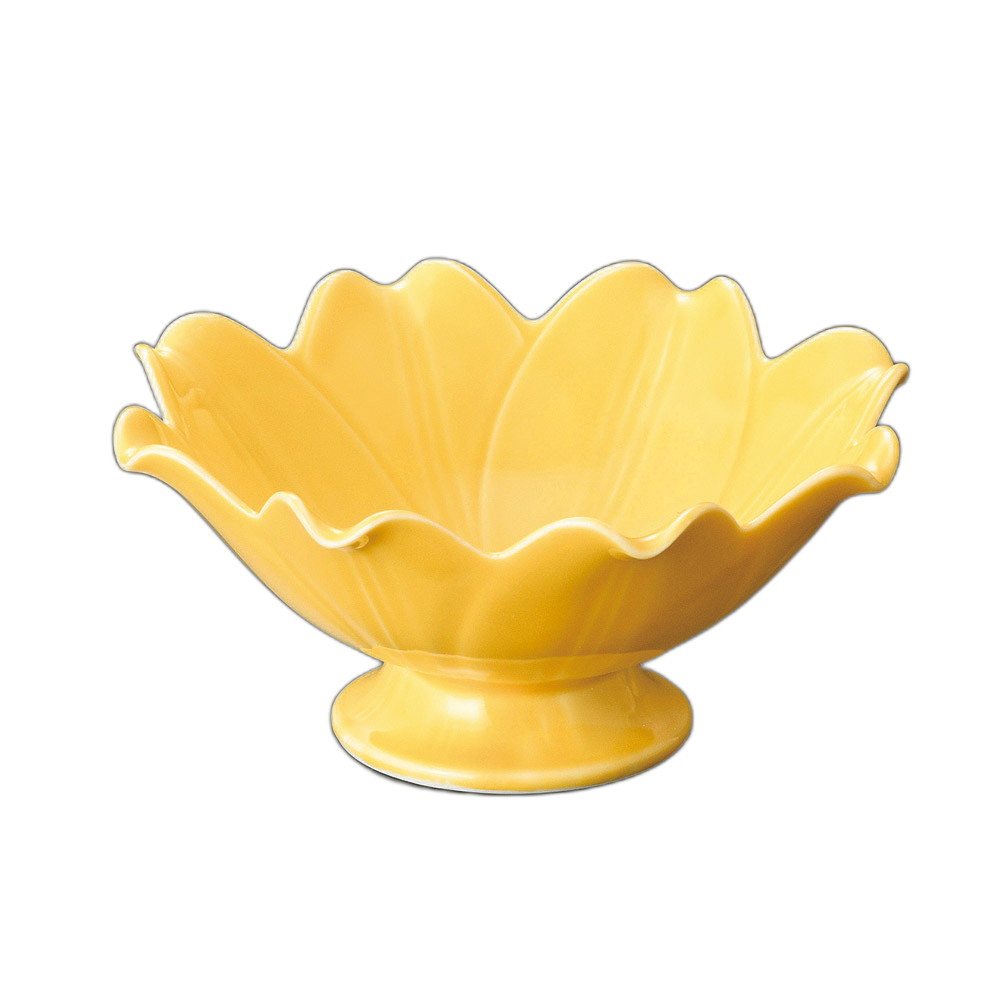 黄彩ユリ型高台小鉢 [ 12.2×5.5cm ] | 小鉢 | おすすめ 人気 食器 業務用 飲食店 カフェ うつわ 器 おしゃれ かわいい お洒落 可愛い ギフト プレゼント 引き出物 内祝い 結婚祝い 誕生日 贈り物 自宅 イベント