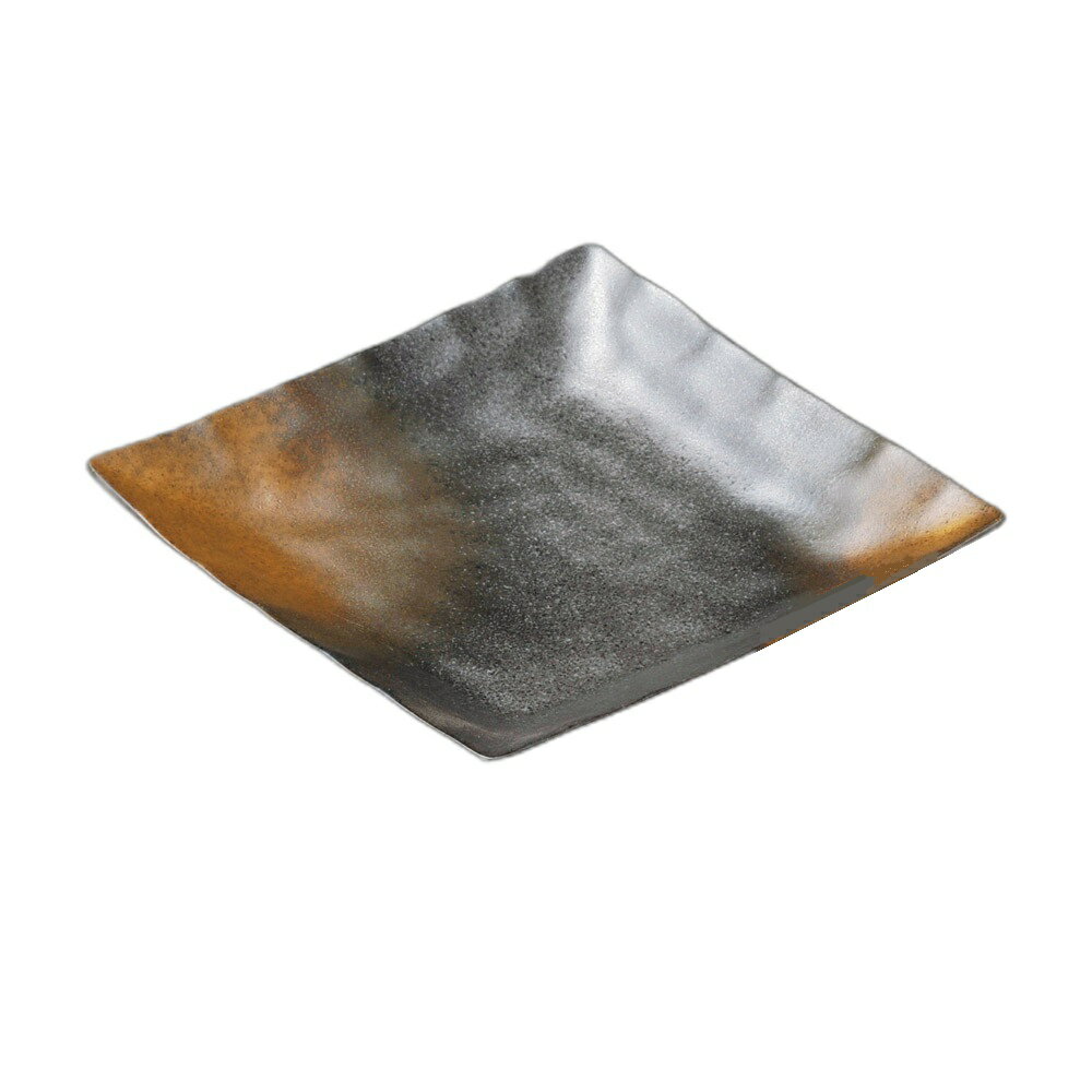 金茶吹正角皿（大） [ 18.4×18.4×2.7cm ] | 角皿 | おすすめ 人気 食器 業務用 飲食店 カフェ うつわ 器 おしゃれ かわいい お洒落 可愛い ギフト プレゼント 引き出物 内祝い 結婚祝い 誕生日 贈り物 自宅 イベント