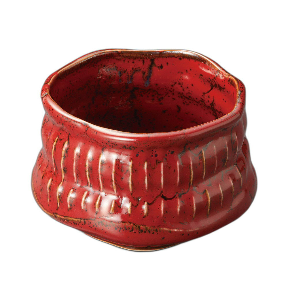 赤柚子手捻り鎬向付 [ 10.5×10×7cm ] | 向付 | おすすめ 人気 食器 業務用 飲食店 カフェ うつわ 器 お..