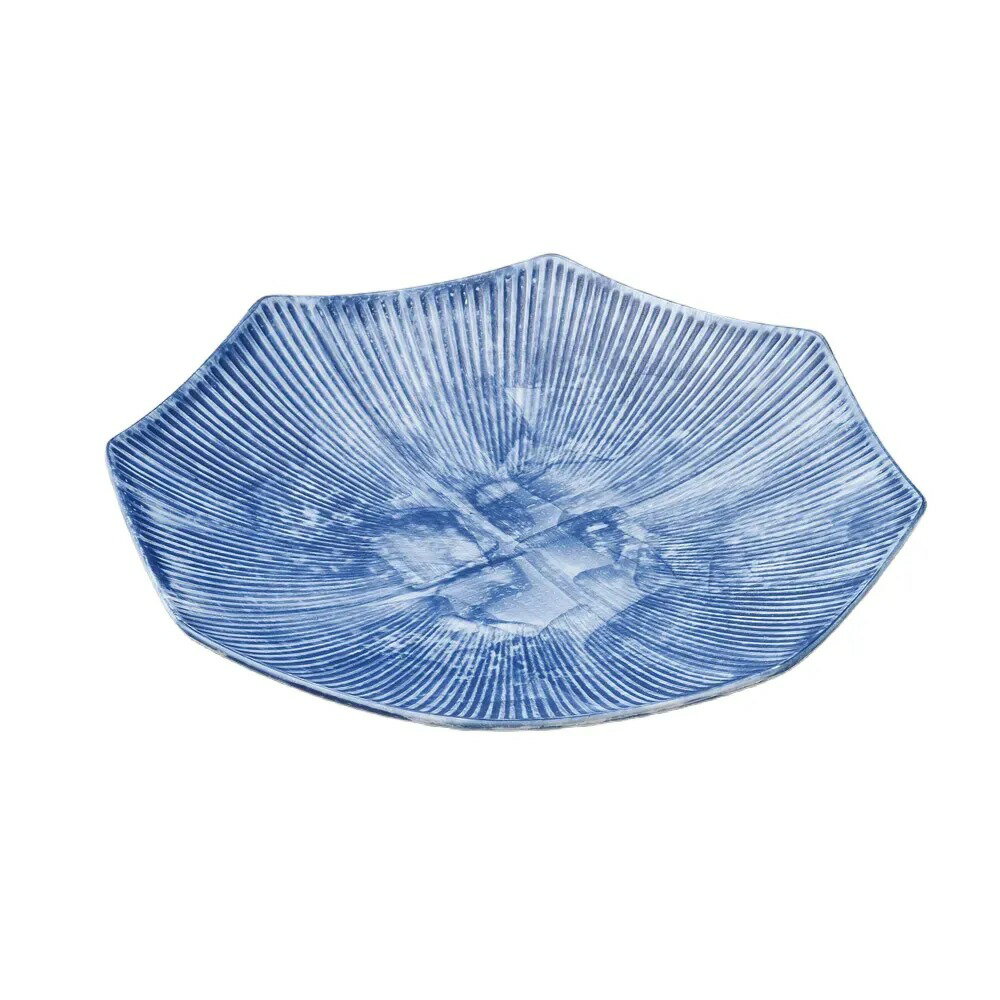 インディゴブルー彫八角 8寸皿 [ 26.3×24.5×4.2cm 585g ] | 変形皿（大） | おすすめ 人気 食器 業務用 飲食店 カフェ うつわ 器 おしゃれ かわいい お洒落 可愛い ギフト プレゼント 引き出物 内祝い 結婚祝い 誕生日 贈り物 自宅 イベント