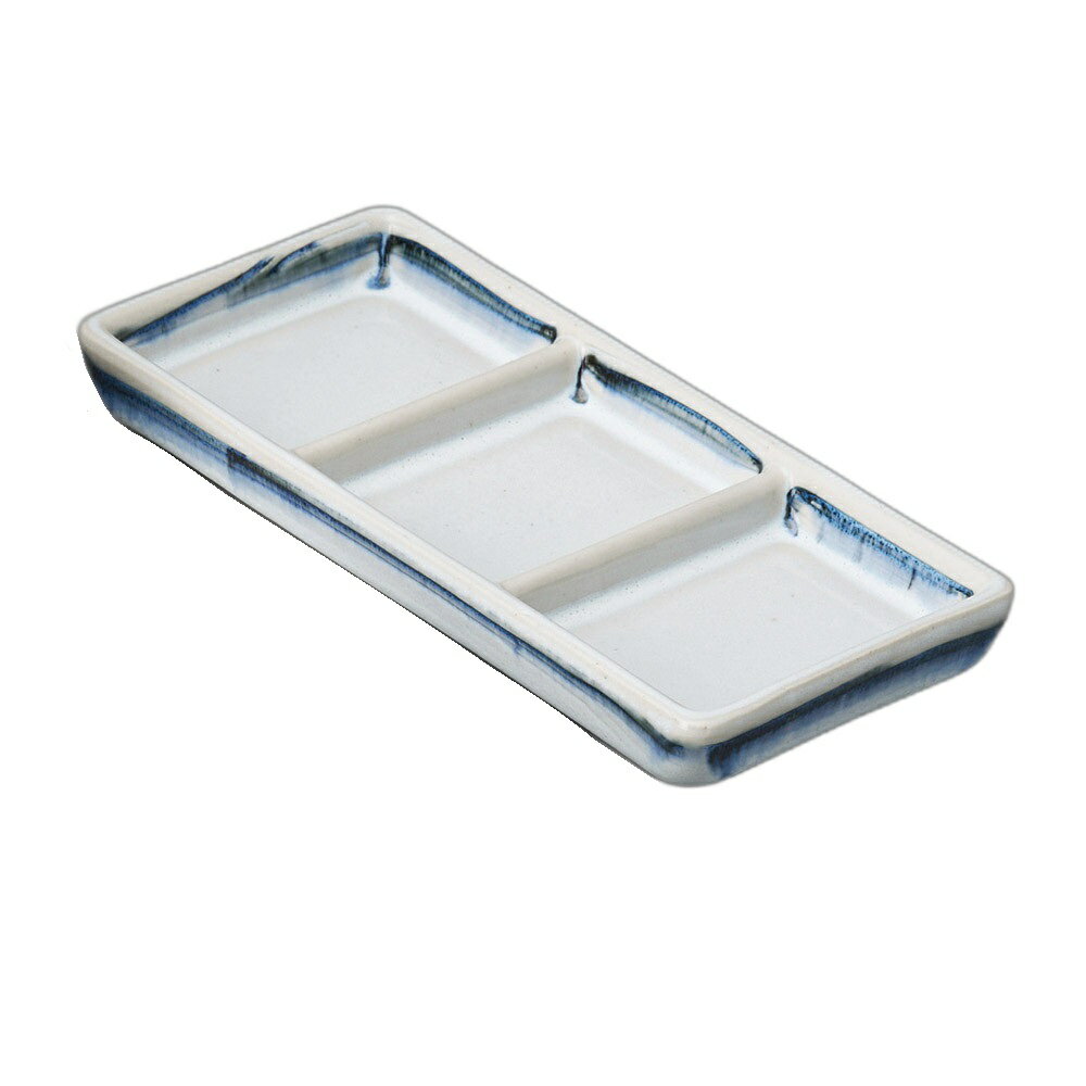 白雲呉須流し三つ仕切り皿 [21×9.3×2.8cm] | 食器 和食器 業務用 贈答 プレゼント ギフト おしゃれ か..