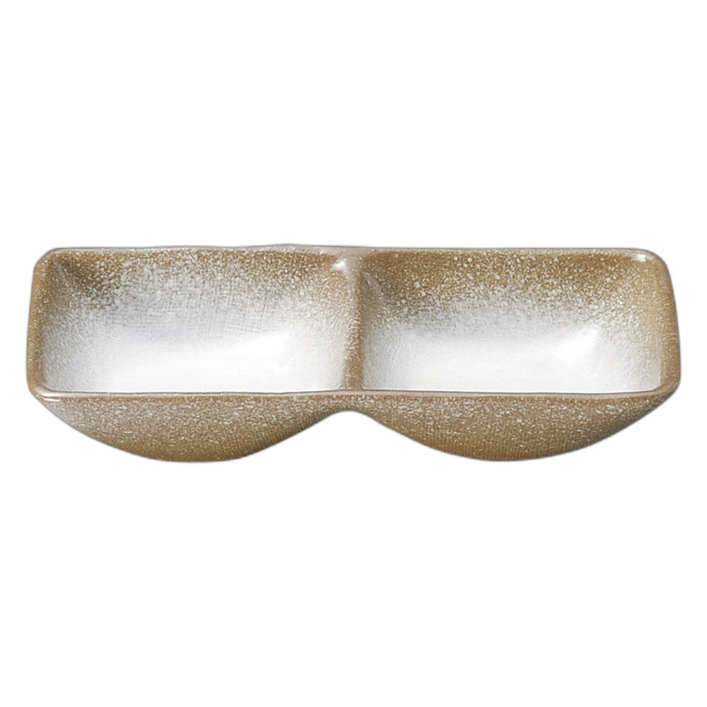 強化 伊賀白吹 (布目)長角二つ仕切皿(大) [18×9×3.5cm] | 食器 和食器 和皿 カフェ 料亭 業務用 贈答 プレゼント ギフト おしゃれ かわいい お祝い 開店 定食 セット(3)