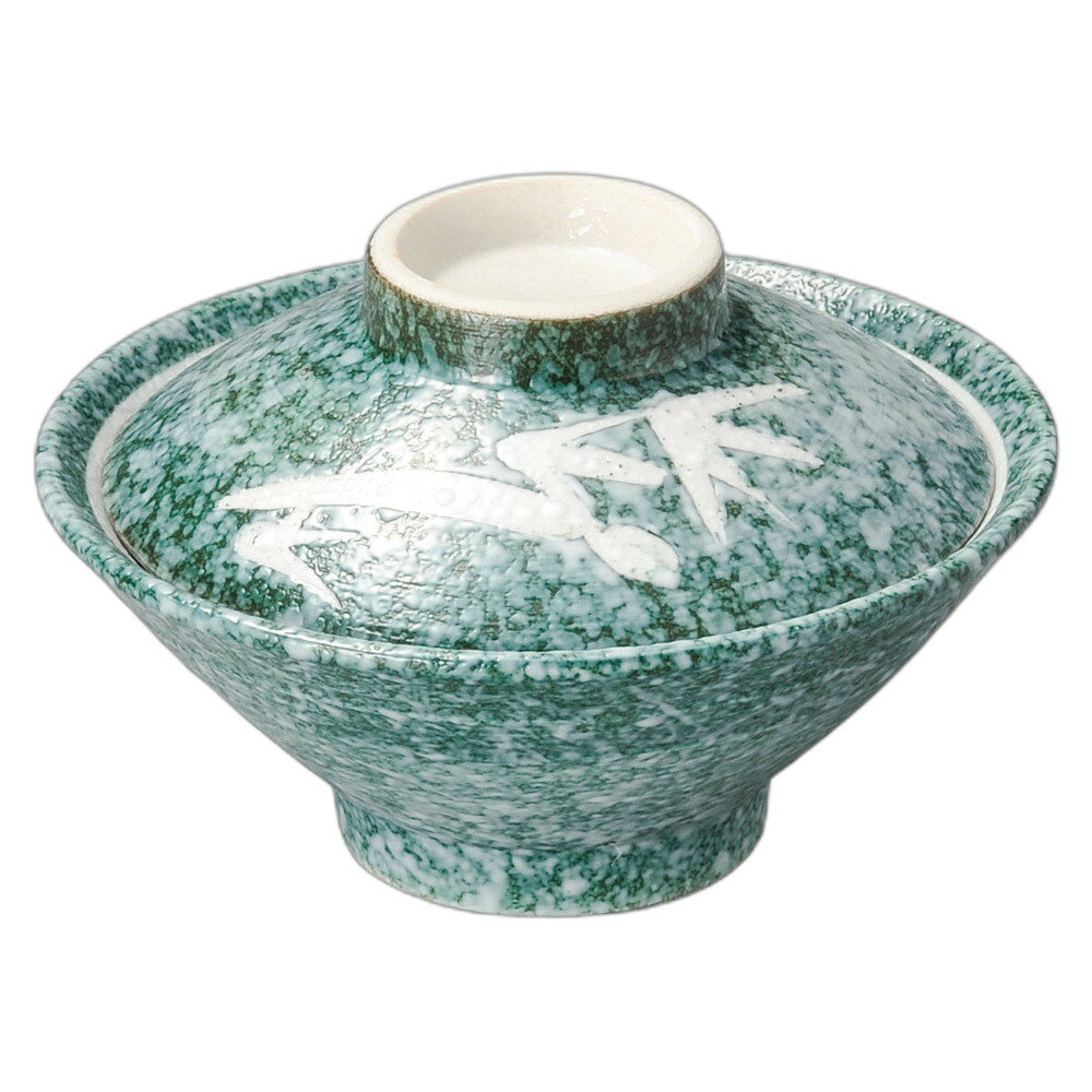 グリーン淡雪笹 のり茶(蓋付) [16×9.5cm] | 食器 和食器 業務用 贈答 プレゼント ギフト おしゃれ かわいい 開店 定食 セット そば うどん ラーメン 鉢 丼 丼鉢 どんぶり 中華