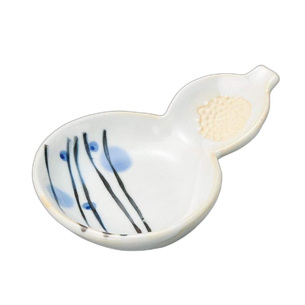 古染渦水玉瓢型薬味皿 [13×9.5×3cm] | 食器 和食器 業務用 贈答 プレゼント ギフト おしゃれ かわいい ..