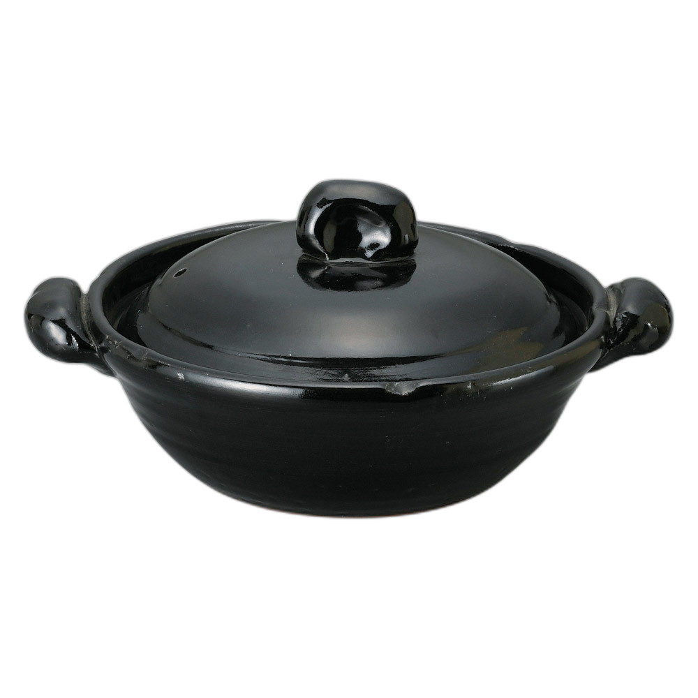 黒釉手造鍋8号 [31×25×15cm・身8.8cm・1400cc] | 業務用 贈答 プレゼント ギフト モダン おしゃれ かわいい セット ごはん ご飯 鍋 おでん