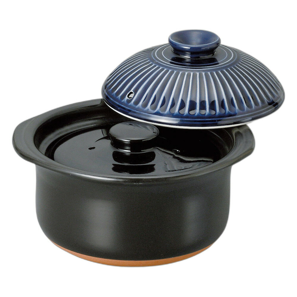 菊花ルリ釉ご飯鍋3合炊き(中蓋付) [24.7×22.5×16cm・身10.5cm] | 業務用 贈答 プレゼント ギフト おし..