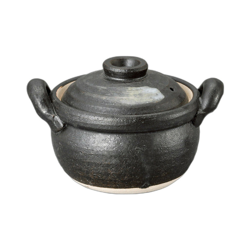 黒陶刷毛目4号多用深鍋 [16×12.5×10.5cm・身7.8cm・650cc] | 業務用 贈答 プレゼント ギフト モダン お..