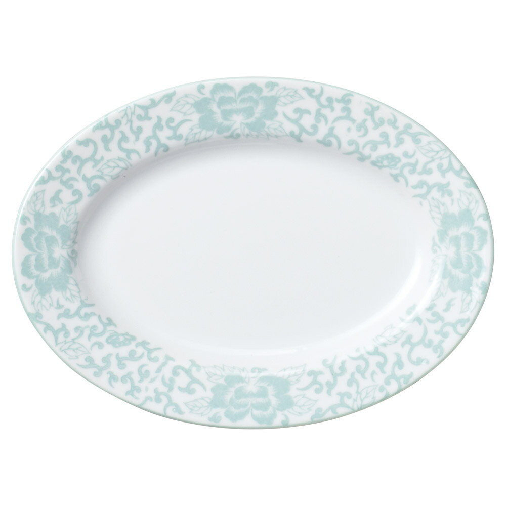 ヒスイぼたん 8吋リム付プラター [20.3×14.7cm] | 食器 中華 ラーメン 炒飯 餃子 業務用 贈答 プレゼント ギフト おしゃれ かわいい お祝い 開店 定食 セット