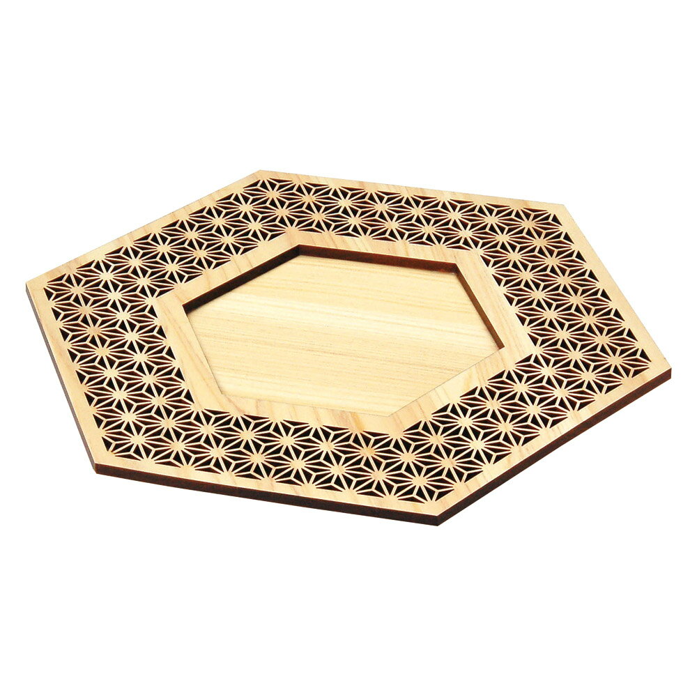 ひのき細密・プレート六角 麻の葉 [27.4×23.6×1.2cm] | 演出小物 容器 銀彩 盛器