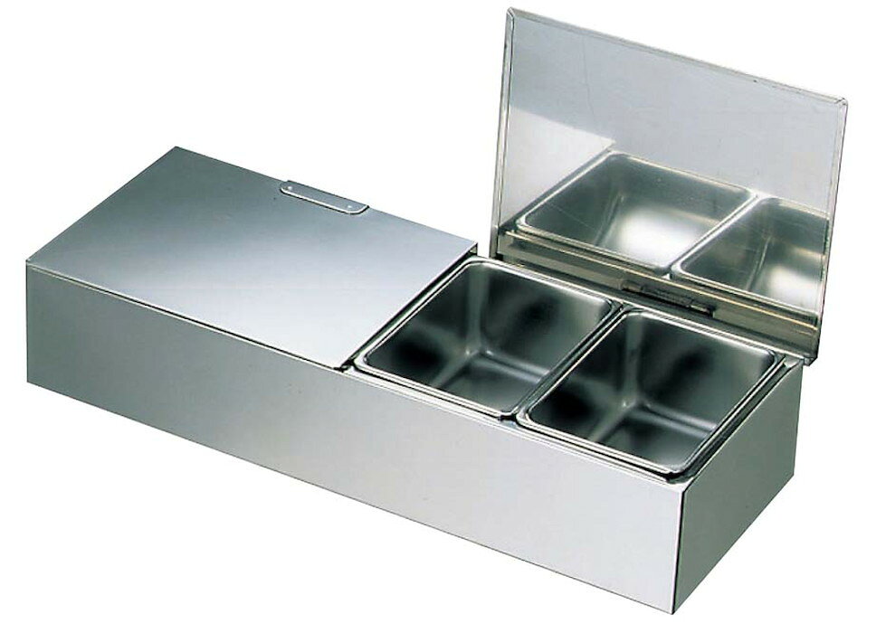 EBM 18−8 ダブルカバー式 ヤクミ入 4ヶ入 [410×160×H83mm] | 飲食店 薬味 キッチン 収納 仕分け