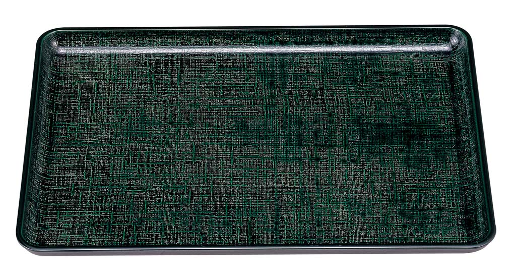 耐熱一休布目盆 グリーンカスリ 新尺2寸耐熱ABS NS加工 [370×290×H18mm] | おぼん 角盆 和食 高級感 食洗器対応
