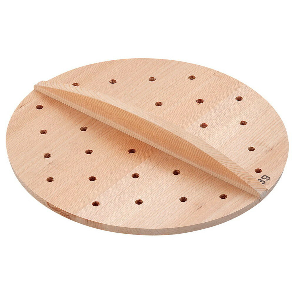 厚手サワラ穴明木蓋 39cm [ 外径:382mm 厚さ:約15mm ] [ 料理道具 ] | 厨房 食堂 和食 ホテル 飲食店 業務用