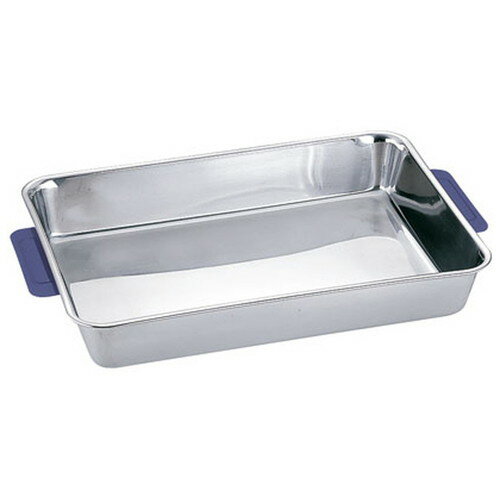 18-8 カラーハンドル角バット 6枚取 ブルー [ 間口(ハンドル含む):482(530) x 奥行:338 x H80mm ] [ 料..