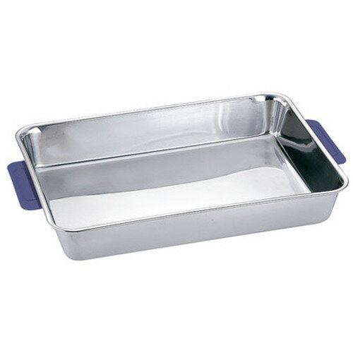 18-8 カラーハンドル角バット 8枚取 ブルー [ 間口(ハンドル含む):410(460) x 奥行:295 x H67mm ] [ 料理道具 ] | 厨房 キッチン 飲食店 ホテル レストラン 業務用