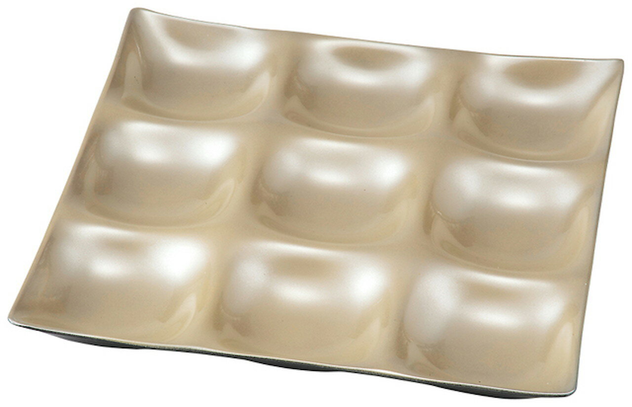 25cm角9点プレート黄金銀彩（裏黒） [255×255×28mm 325g] | SNS インスタ映え おしゃれ かわいい かっこいい 和カフェ おうちカフェ 器 食器 業務用 贈答 プレゼント ギフト シンプル モダン お祝い セット 軽い 割れない