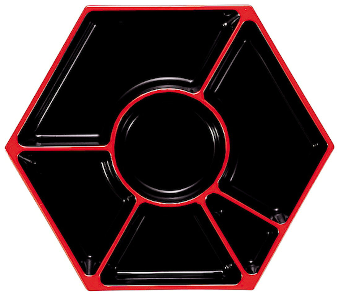 尺0布目六角用仕切(内黒天朱 [323×281×37mm 328g] | SNS インスタ映え 懐石料理 会席料理 器 食器 業務用 オードブル 松花堂 お洒落 上品