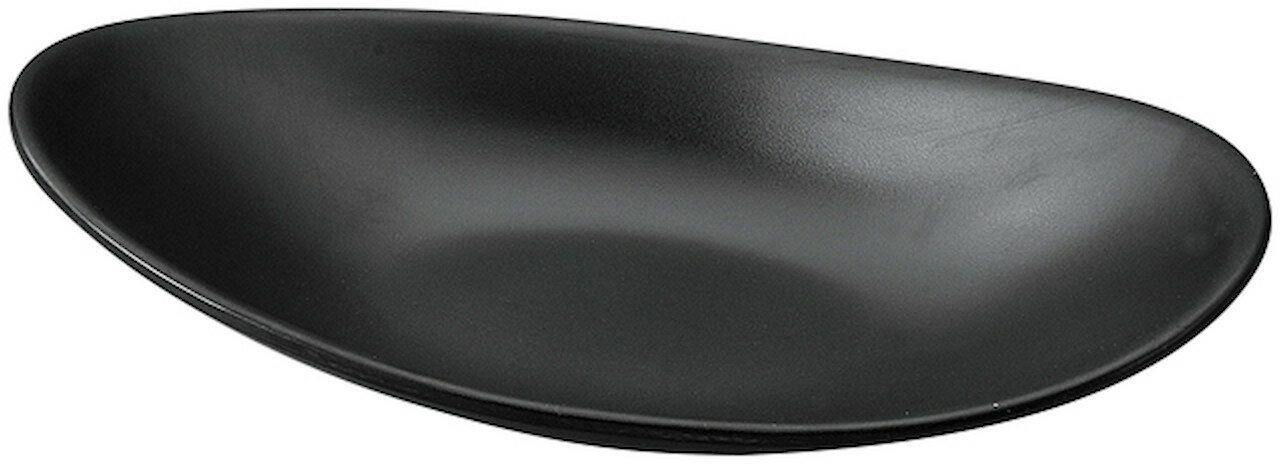 メラミン21.6ひねり反舟皿　黒マット [216×113×43mm] | SNS インスタ映え おしゃれ かわいい かっこいい 和カフェ おうちカフェ 器 食器 業務用 贈答 プレゼント ギフト シンプル モダン お祝い セット 軽い 割れない