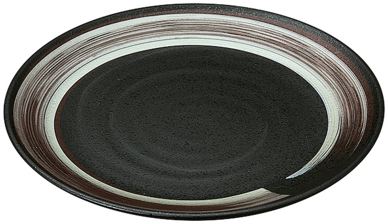 8寸神龍皿 黒に二色一筆 [242×38mm 355g] | SNS インスタ映え おしゃれ かわいい かっこいい 和カフェ おうちカフェ 器 食器 業務用 贈答 プレゼント ギフト シンプル モダン お祝い セット 軽い 割れない