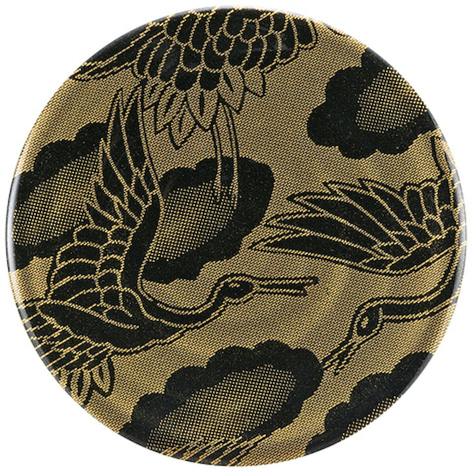 A150渦巻寿司皿黒に金鶴 [150×23mm 88g] | SNS インスタ映え 業務用 刺身 回転寿司 寿司皿 回転すし 寿司屋 丸皿