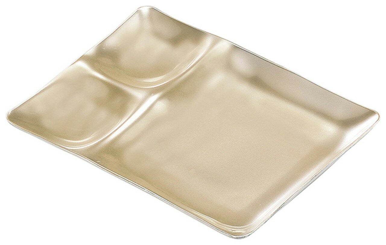 25cm長角ABS1/2プレート　黄金銀彩（裏黒塗） [255×170×24mm 205g] | SNS インスタ映え おしゃれ かわいい かっこいい 和カフェ おうちカフェ 器 食器 業務用 贈答 プレゼント ギフト シンプル モダン お祝い セット 軽い 割れない