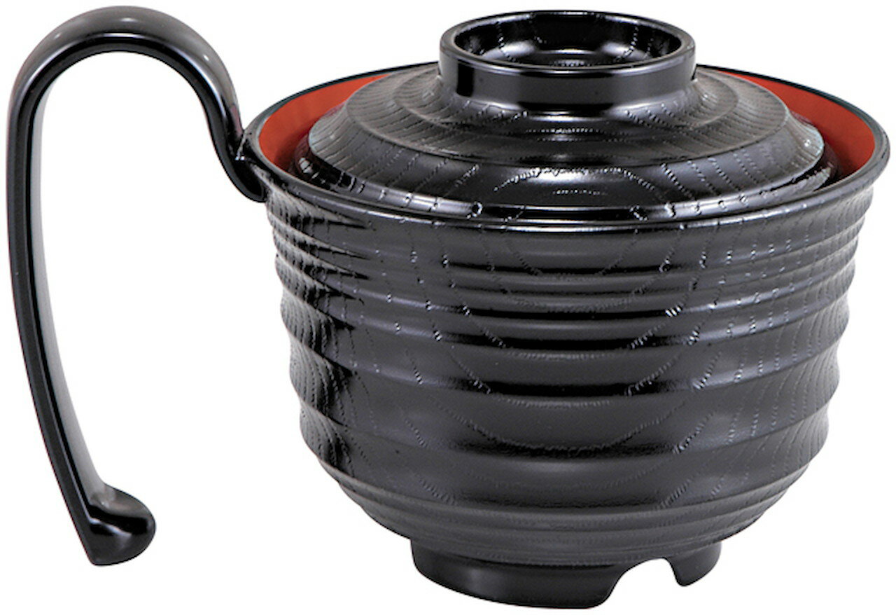 超耐熱グリッピー椀(蓋親) 黒内朱 [137×101×85mm 109g 300cc] | SNS インスタ映え おしゃれ かっこいい カフェ 和カフェ おうちカフェ 業務用 贈答 プレゼント ギフト お祝い セット お椀 椀 取手付き