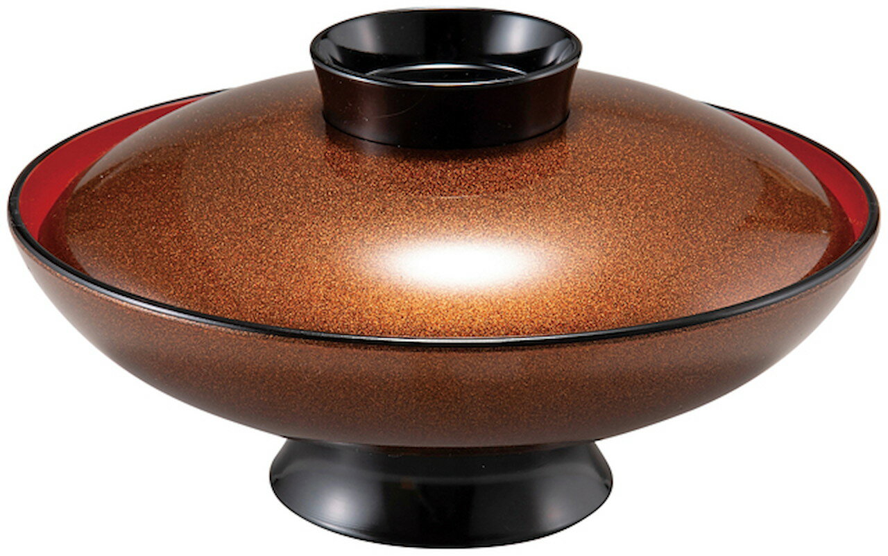 6寸小槌椀 梨地ツバ黒内朱 [184×102mm 235g] | 椀　かっこいい　フタ付き　和カフェ　高級