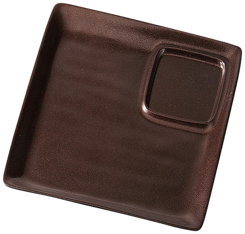 25cmABS陶風フリープレートこげ茶ゆず天目（裏黒） [248×248×17mm 252g] | SNS インスタ映え おしゃれ ..