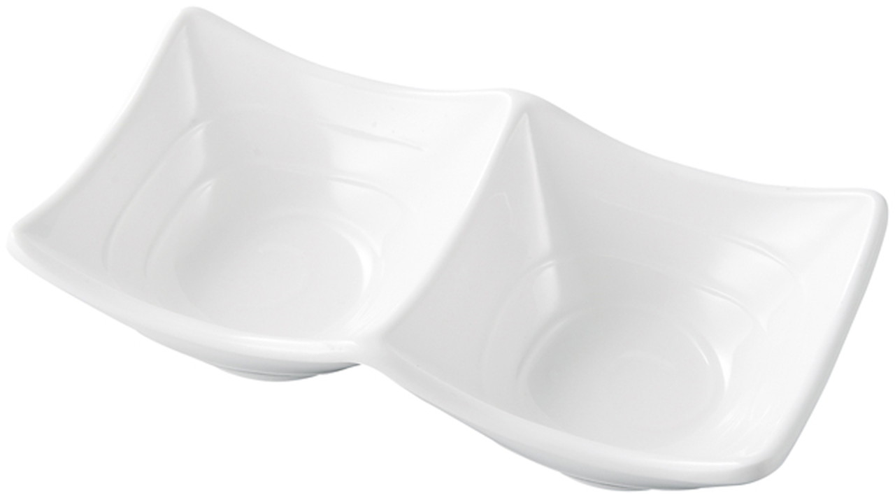 メラミン16.4雅四方上二ツ切鉢白グロス [164×85×44mm] | SNS インスタ映え おしゃれ かわいい かっこい..