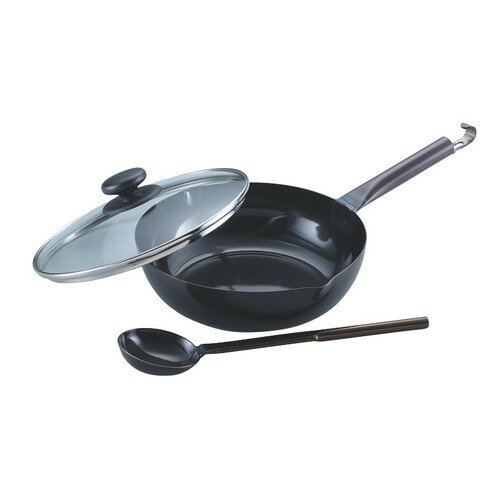 [商品名]　パンサン家（チ）ノ中華鍋[素材]　鍋・おたま:鉄 フタ:強化ガラス[寸法]　[ φ215 x 360 x 60mm ] 実際に使う立場の方々からの声を多く取り入れた製品です。厨房でも耐えうる確かな製品には、強固さと使い勝手を兼ね...