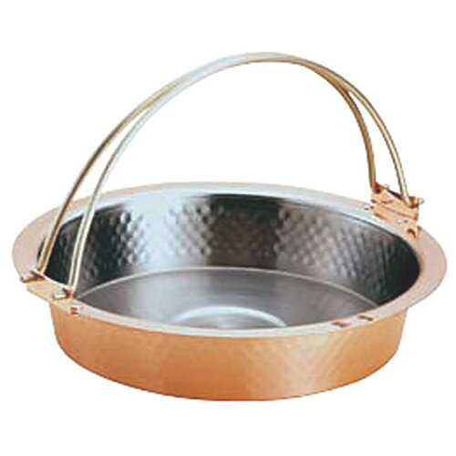 ☆ 料理演出用品 ☆ 銅製槌目入すきやき鍋ツル付 26cm S−2058L [ Φ295 x H55mm(2700cc) ] 【 飲食店 料亭 居酒屋 業務用 】
