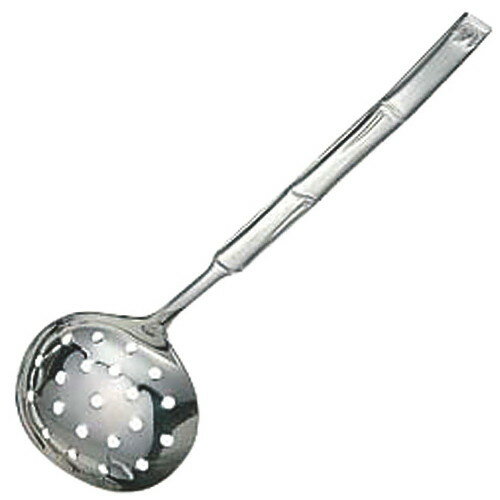 ☆ 料理演出用品 ☆ 18−8食道楽 竹彫 お玉穴明 [ 65 x 55 x 165(柄長)mm ]