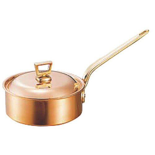 ☆ 料理道具 ☆ 銅片手鍋 浅型 蓋付 18cm [ φ180 x 深さ 70mm 板厚:1.5mm ] 【飲食店 レストラン ホテル 厨房 業務用 】