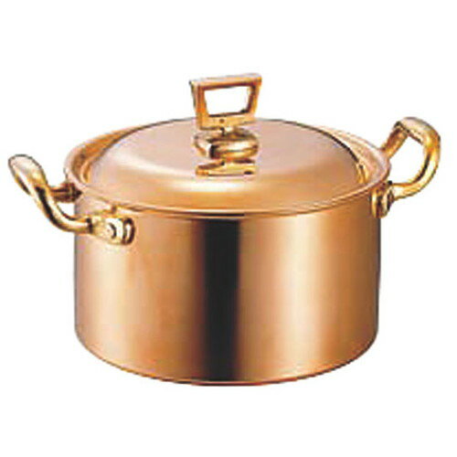 ☆ 料理道具 ☆ 銅両手鍋 深型 蓋付 18cm [ φ180 x 深さ 104mm 板厚:1.5mm ] 【飲食店 レストラン ホテル 厨房 業務用 】