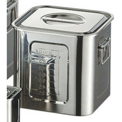 ☆ ストック 仕込み ☆ AG 18-8目盛付角キッチンポット 21cm(8.6L)手付 [ 210 x 210 x深さ 210mm ] 【飲食店 レストラン ホテル 厨房 業務用 】