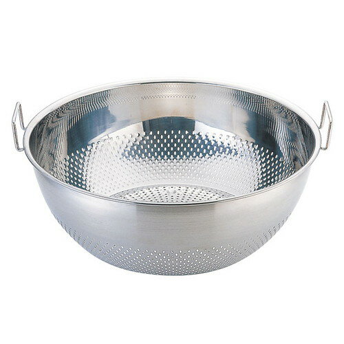 ☆ ストック 仕込み ☆ UK 18-8 パンチング手付浅型ザル 37.5cm [ φ400 x H150mm 板厚:0.8mm ] 【飲食店 ..