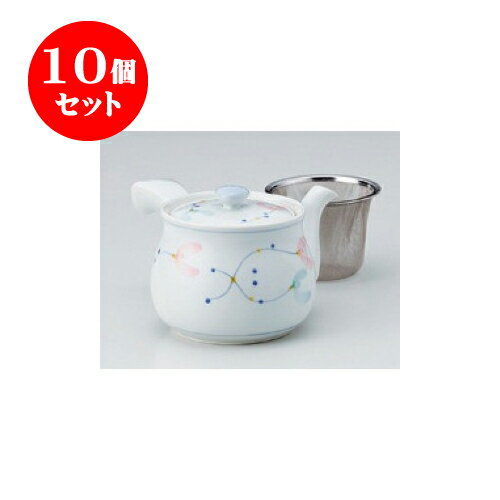 10個セット 急須 有田焼スイトピー4号急須（アミ付） [18 x 11.5 x 10.5cm 600cc] | ポット 急須 きゅうす 土瓶 お茶 一服 まったり 人気 おすすめ 食器 業務用 飲食店 カフェ うつわ 器 おしゃれ かわいい ギフト プレゼント 引き出物 誕生日 贈り物 贈答品 食器セット