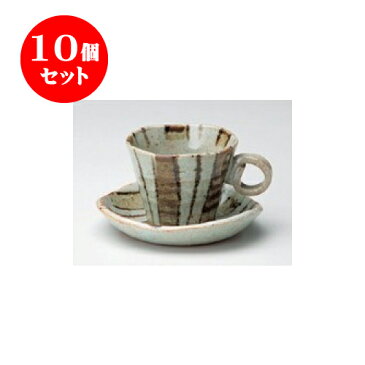 10個セット 碗皿 茶太十草さざ波コーヒーC/S [碗9 x 7cm 皿14.5 x 13.8 x 3cm] 土物 | コーヒー カップ ティー 紅茶 喫茶 人気 おすすめ 食器 洋食器 業務用 飲食店 カフェ うつわ 器 おしゃれ かわいい ギフト プレゼント 引き出物 誕生日 贈答品