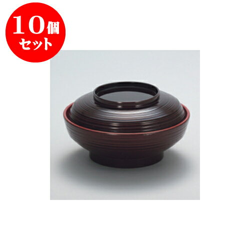 10個セット 飯器・丼 溜内朱 6寸平乱筋丼 [18 x 9.8cm] 耐熱 TA・耐熱 | お重 鰻 天丼 かつ丼 うどん そば 蕎麦 プレゼント ギフト 結婚祝い 引き出物 内祝い 開店祝い 退職祝い 贈答品 贈り物 人気 通販 おしゃれ かわいい 業務用 飲食店